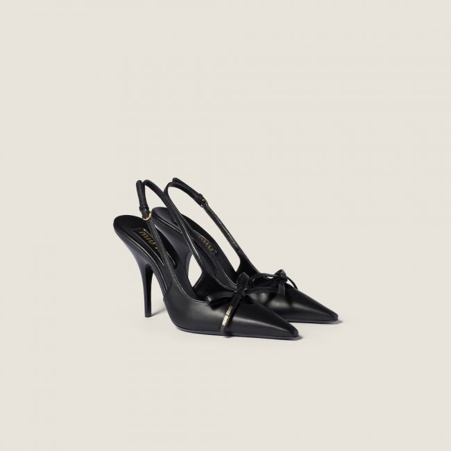 Miu Miu Leather slingback pumps with bow Black Miu Miu Leather slingback pumps with bow Black