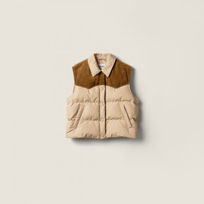 Miu Miu Technical pongé and leather down vest Cord Miu Miu Technical pongé and leather down vest Cord