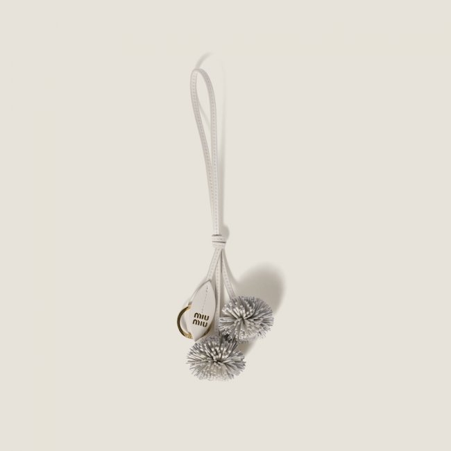 Miu Miu Trick leather keyring - White Miu Miu Trick leather keyring - White