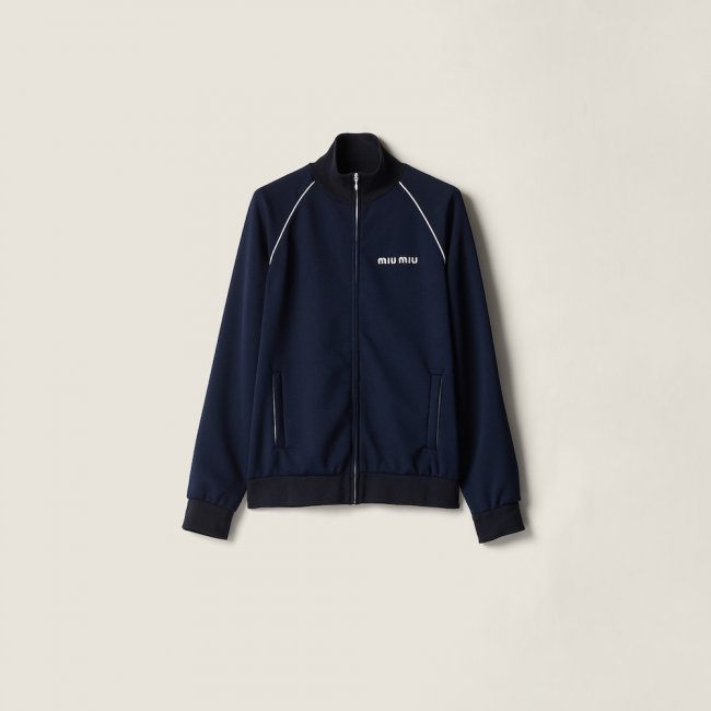 Miu Miu Technical jersey blouson jacket Navy Miu Miu Technical jersey blouson jacket Navy