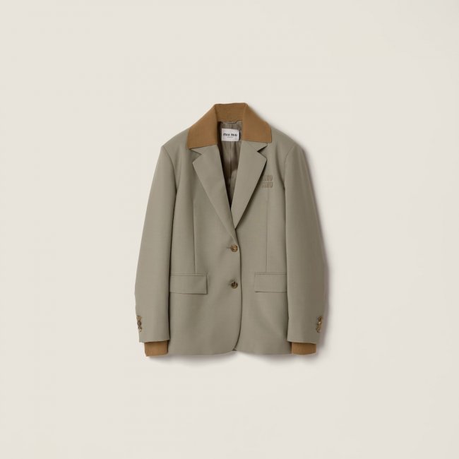 Miu Miu Single-breasted kid mohair jacket Beige Miu Miu Single-breasted kid mohair jacket Beige