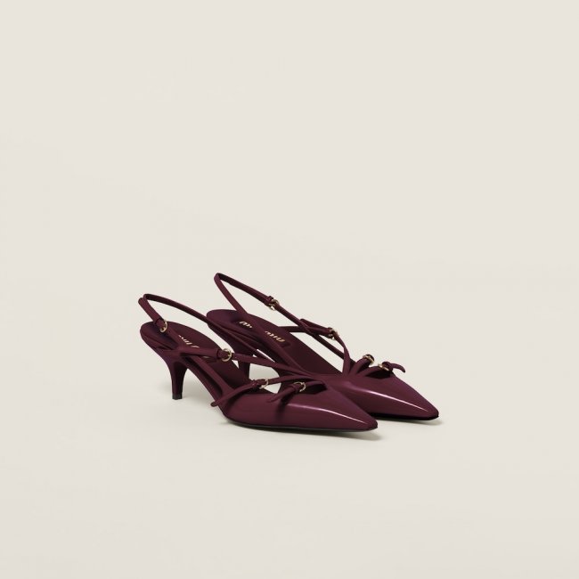 Miu Miu Patent leather slingbacks with buckles Crimson Miu Miu Patent leather slingbacks with buckles Crimson