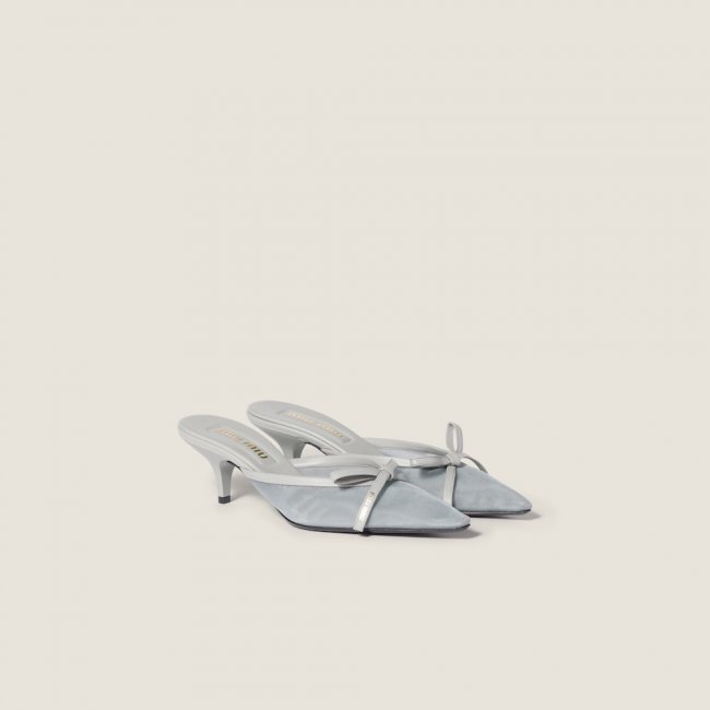Miu Miu Mesh fabric heeled mules Aluminum Miu Miu Mesh fabric heeled mules Aluminum