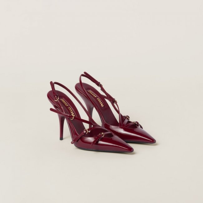 Miu Miu Patent leather slingbacks with buckles Crimson Miu Miu Patent leather slingbacks with buckles Crimson