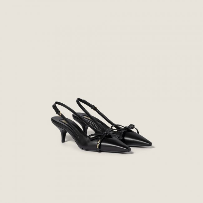 Miu Miu Leather slingback pumps with bow Black Miu Miu Leather slingback pumps with bow Black