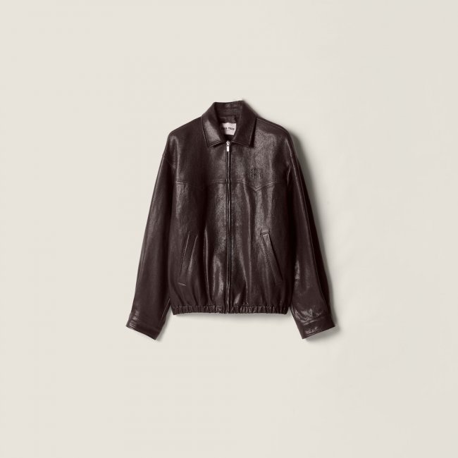 Miu Miu Leather blouson jacket Dark Brown Miu Miu Leather blouson jacket Dark Brown