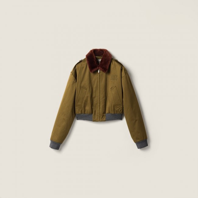 Miu Miu Cotton satin bomber jacket Military Green Miu Miu Cotton satin bomber jacket Military Green