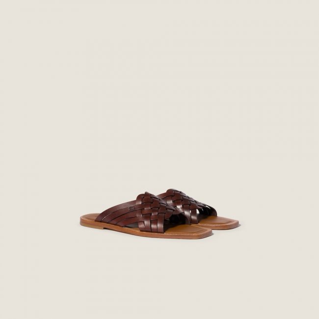 Miu Miu Leather slides Coffee Miu Miu Leather slides Coffee