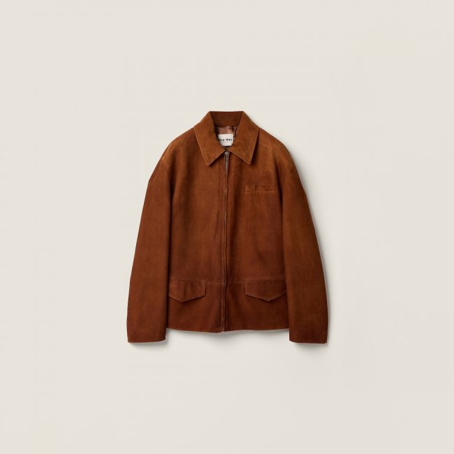 Miu Miu Waxed suede jacket Chestnut Brown Miu Miu Waxed suede jacket Chestnut Brown