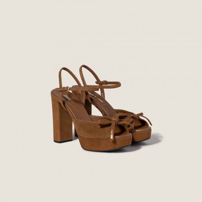 Miu Miu Suede platform sandals Oak Miu Miu Suede platform sandals Oak