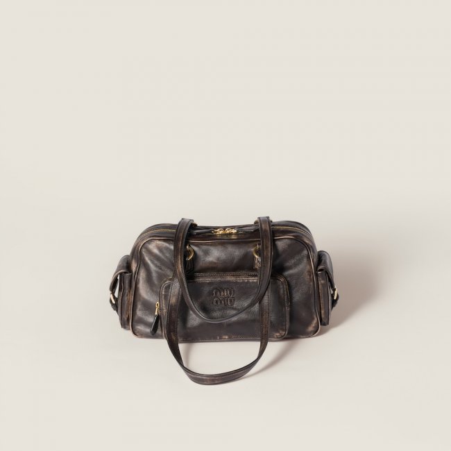 Miu Miu Pocket nappa leather top-handle bag Coffee Miu Miu Pocket nappa leather top-handle bag Coffee