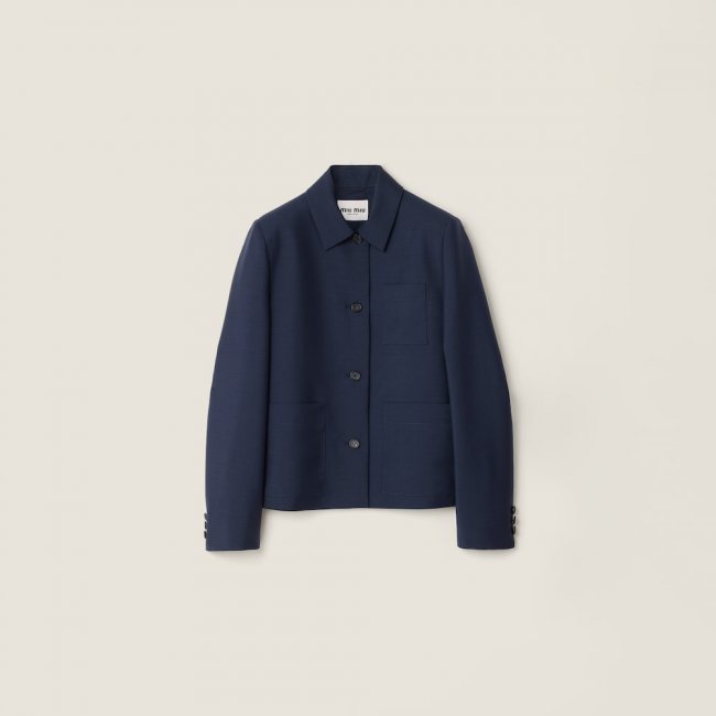 Miu Miu Single-breasted kid mohair jacket Navy Miu Miu Single-breasted kid mohair jacket Navy