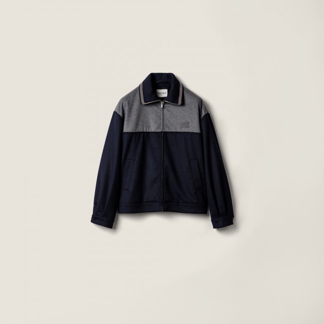 Miu Miu Velour blouson zipper jacket Blue / Grey Miu Miu Velour blouson zipper jacket Blue / Grey