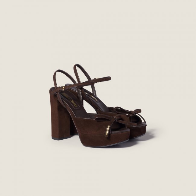 Miu Miu Suede platform sandals Dark Brown Miu Miu Suede platform sandals Dark Brown